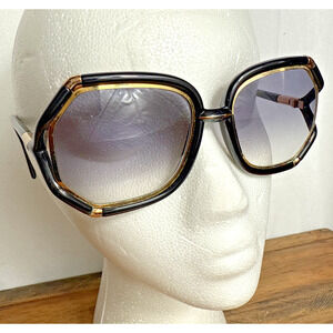 Vintage Ted Lapidus Paris Sunglasses Black Gold Original Frame France 1970 Retro